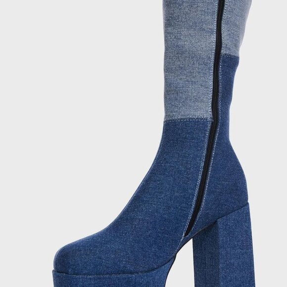 Lamoda " PRECISELY PRETTY GIRL PATCHWORK " Platform Knee High Boots (BRAND NEW!) - Picture 4 of 6